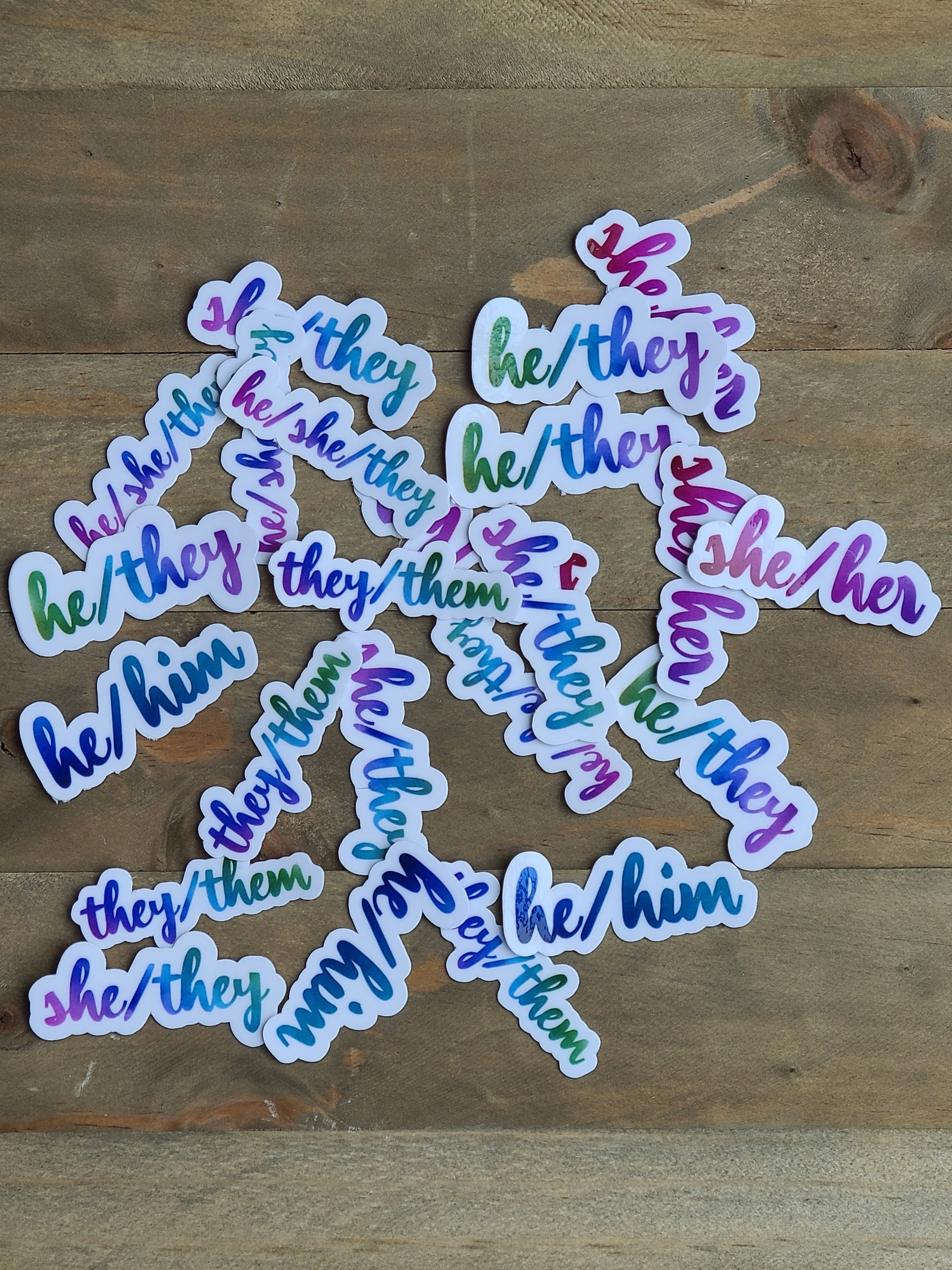 Colorful Pronoun Laminated Vinyl Stickers 2