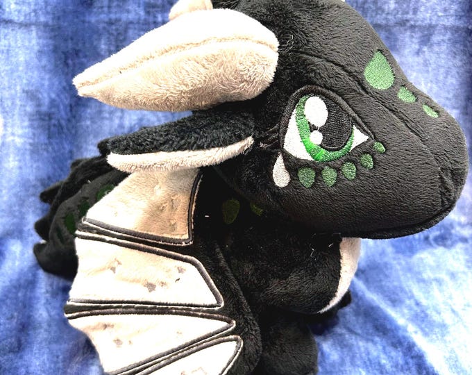 Moonwatcher Nightwing: Wings of Fire, Handmade 11”  Plush Dragon