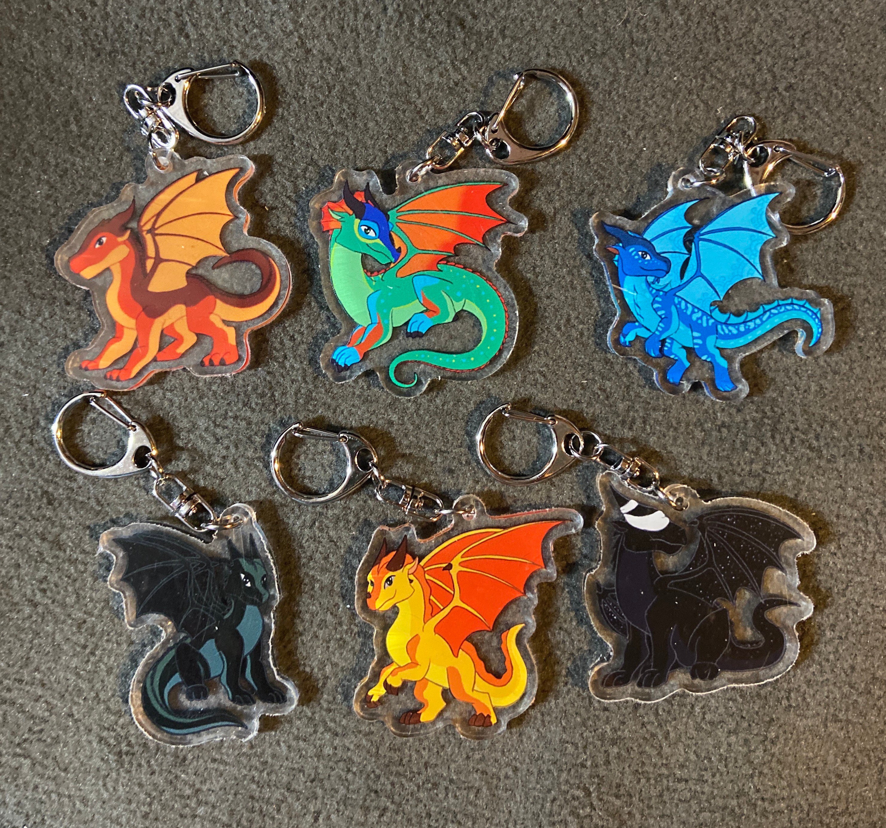 Jade Winglet Keychains 2-2.5inch Acrylic Charms, Wings of Fire 