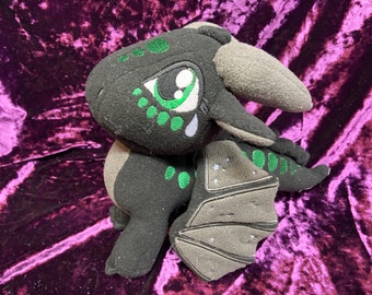 Moonwatcher Nightwing: Wings of Fire, Handmade 11”  Plush Dragon