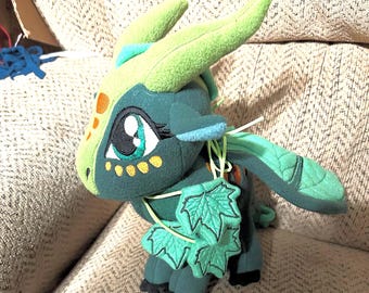 Sundew Leafwing:  Wings of Fire 11” handmade plush dragon
