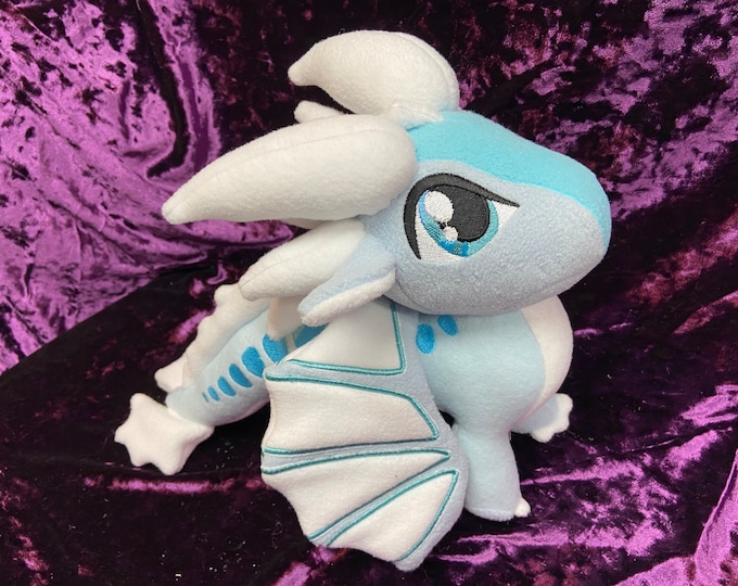 Winter, icewing:  Wings of Fire handmade 11” plush dragon