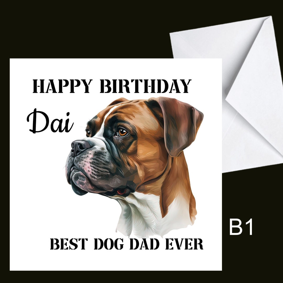 Personalised Boxer Dog Birthday Card, Mum Dad Husband Thank You Card ...
