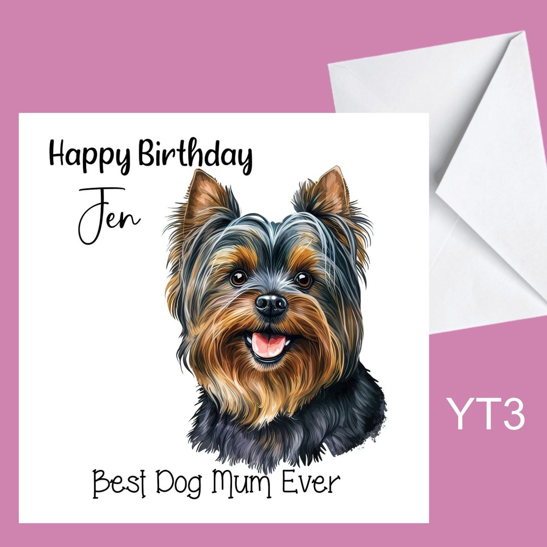 Personalised Birthday Card Yorkshire Terrier Husband Wife Mum Dad