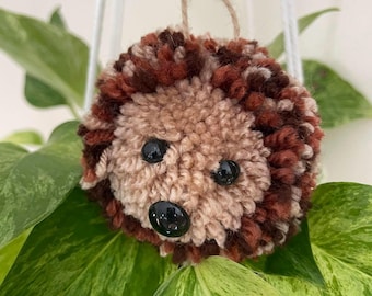 Handmade Hanging Hedgehog PomPom Twine Bauble Decoration Keychain Homeware Figure Toy Gift Plush Custom Cute Charm Personalisable Christmas