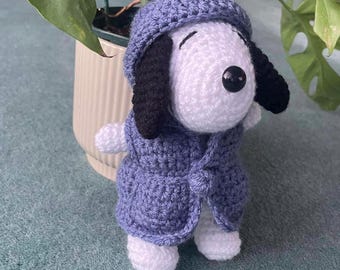 Handmade Crochet Weighted Snoopy Puffer Coat Plush Teddy Homeware Figure Gift Plush Custom Cute Personalisable Peanuts Miffy Dog Gift Decor