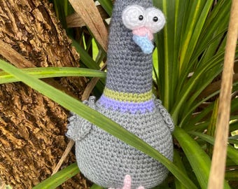 Handmade Crochet Weighted Pigeon Decoration Plush Teddy Homeware Figure Toy Gift Plush Custom Cute Personalisable Christmas Nature Bird Gift