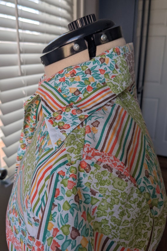 80s Multicolor Floral Patchwork Button Down Short… - image 4