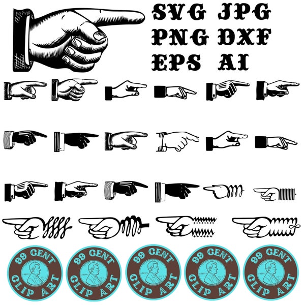Retro Hands SVG Bundle: Classic Pointing Finger Designs