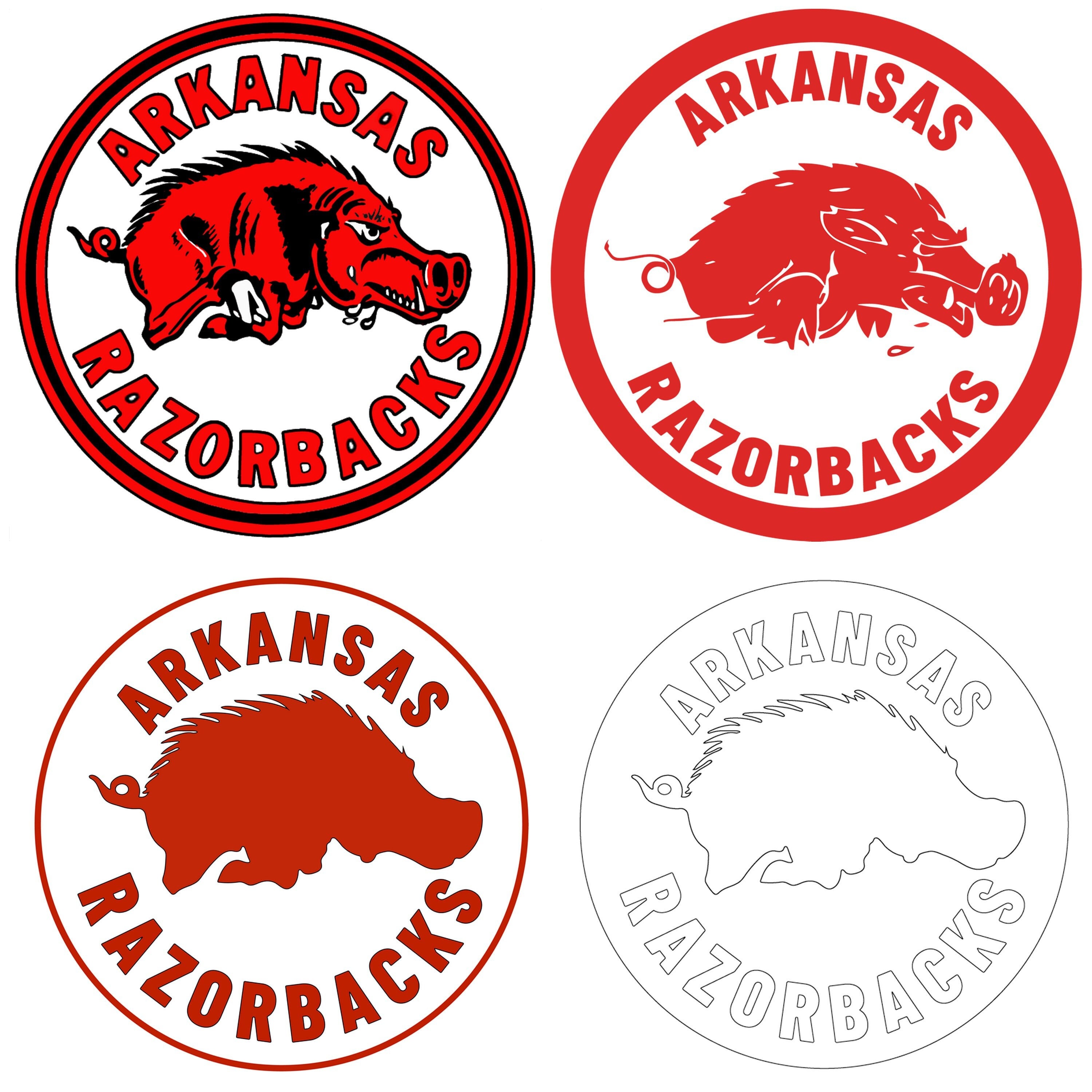 High Resolution Cutting Vector Arkansas Razorback Classic Circle Logo Svg and Dxf for Cricut or