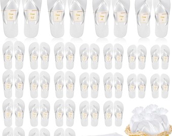 Bulk white flip flops with bags. Sizes small through X-Large. PACK of 24 pairs for listing price.