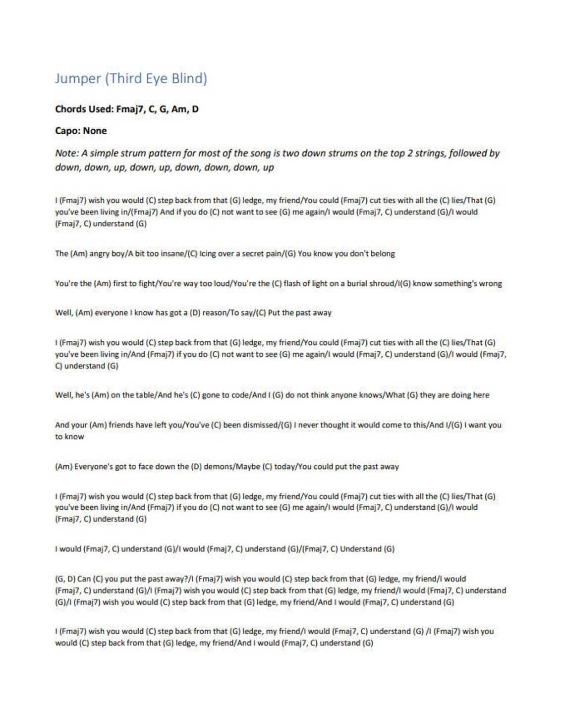 Jumper third Eye Blind Guitar Guide Etsy