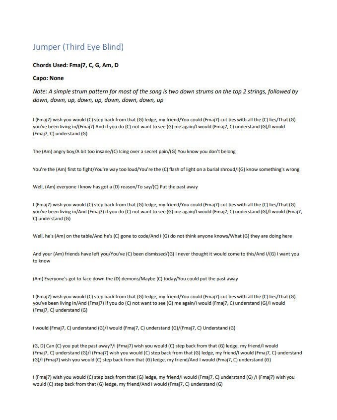 Guitar Chords For Jumper