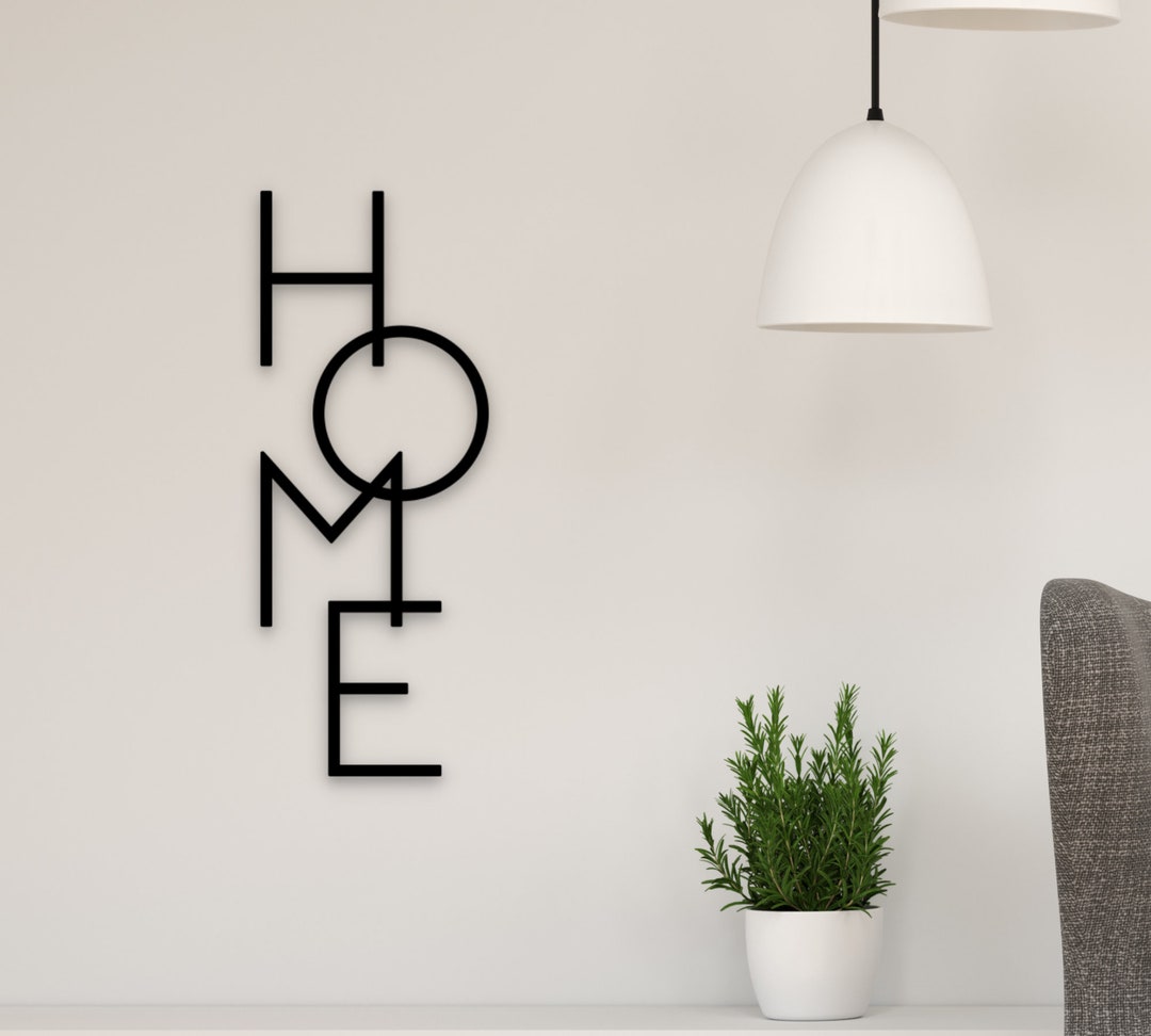 Vertical HOME Sign Metal HOME Word Wall Decor Modern Accent for Living