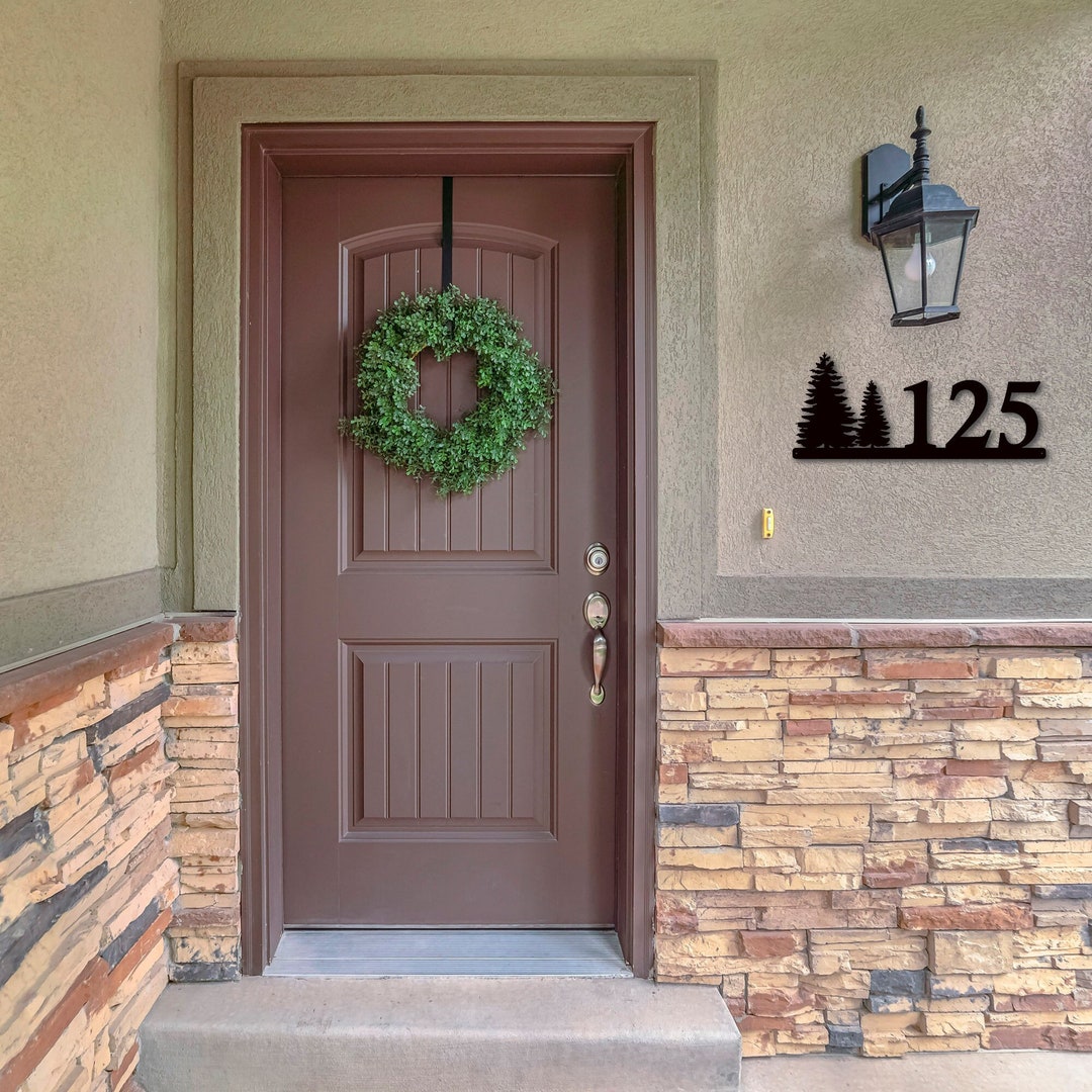 Rustic Metal House Number Metal Sign Custom Sign Pine Etsy