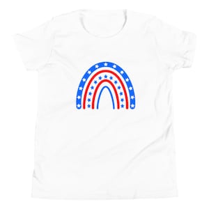USA | America | Red, White, & Blue | 4th of July Rainbow Youth Short Sleeve T-Shirt