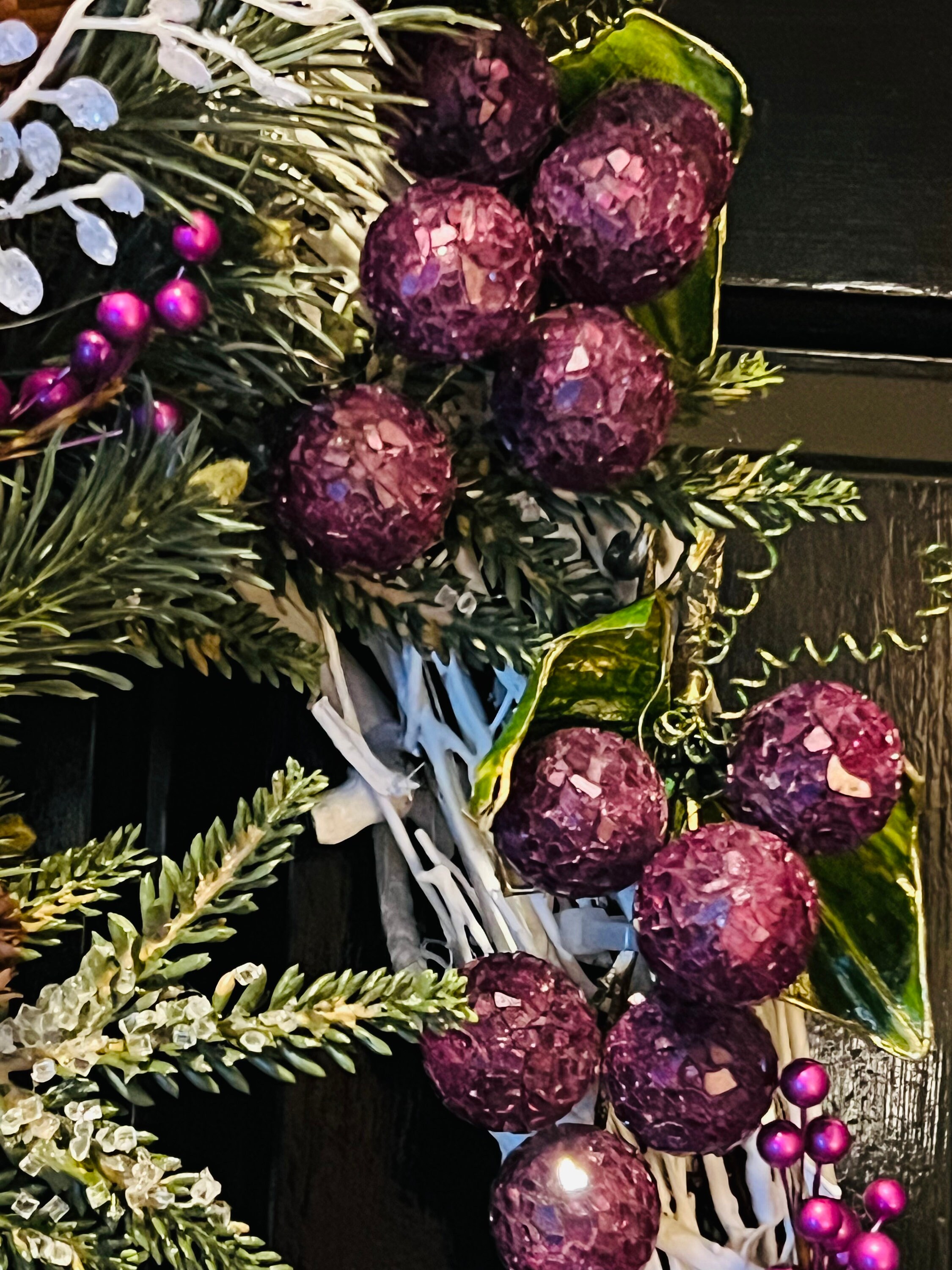XXL Elegant Purple Christmas Wreath Velvet Poinsettia Cascade Wreath ...