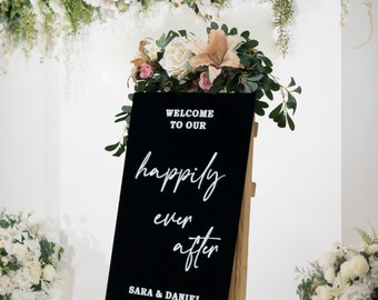 Wedding Welcome Sign, Black Acrylic Sign, modern wedding decor, Black Acrylic Wedding Welcome Sign, Shiny Black Acrylic sign