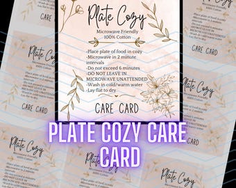 Microwave Plate Cozy Care Card | Printable Instructions (Digital Download)