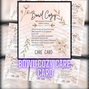 Printable Care Card for Bowl Cozy | Microwave Bowl Cozy Care Instructions | Instant Download | Print & Cut Out | Downloadable PDF