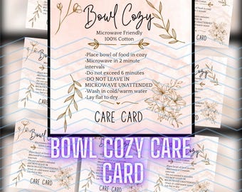 Microwave Bowl Cozy Care Card | Printable Instructions (Digital Download)