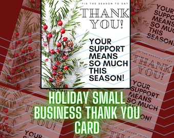Holiday Season Thank You Card | Printable Thank You Card | Small Business | Thank You Card (Digital Download)