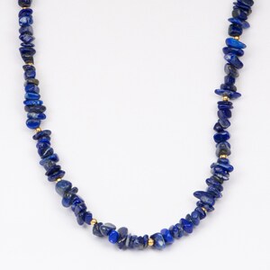 Mini Lapis Lazuli Beads with Gold Accent Bead Necklace Brass Gold Plated Closure and Extension Unique Boho Jewelry Holiday r4300