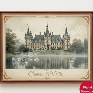 Château de Vizille Print: Neutral French Castle Landscape (Digital Download)