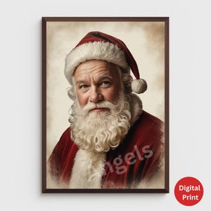 Printable Santa Claus Wall Art, Vintage Christmas Portrait, Nostalgic Holiday Decor, Vintage Painting, Christmas Winter Art
