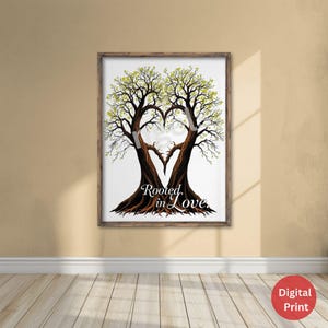 Tree of Love Digital Art Print, Romantic Nature Wall Decor, Symbolic Relationship Poster, Anniversary Gift, Printable Couple Artwork