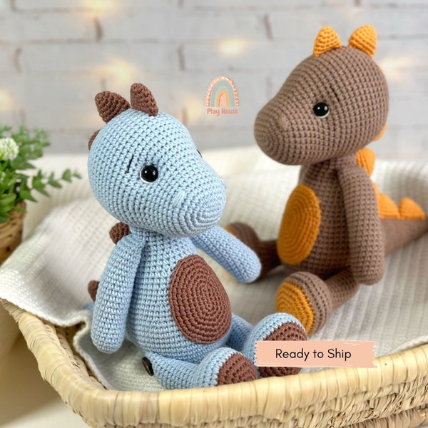 Giocattolo Dino all'uncinetto, Giocattolo di peluche Dino, Giocattolo di dinosauro lavorato a mano, Peluche animali Amigurumi, Regalo perfetto per i bambini