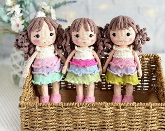 Rainbow Crochet Doll, Unique Knitted Doll, Friend for Playtime Fun, Perfect Gift for Kids