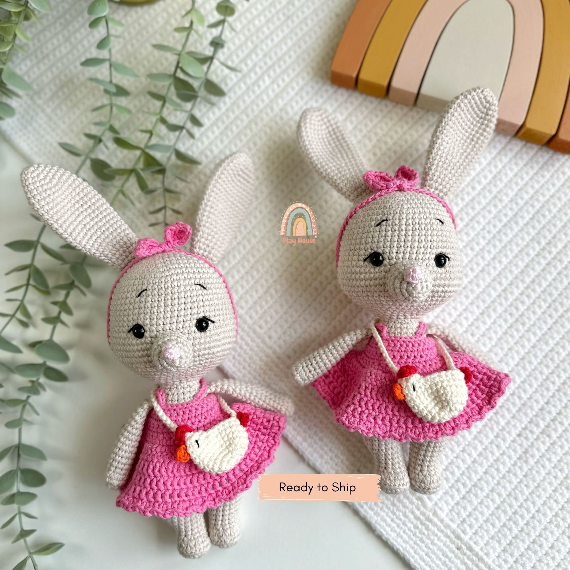 Pinky Bunny Crochet Toy, Unique Bunny Plush Toy, Cute Animal Friend for Playtime Fun, Perfect Gift for Kids
