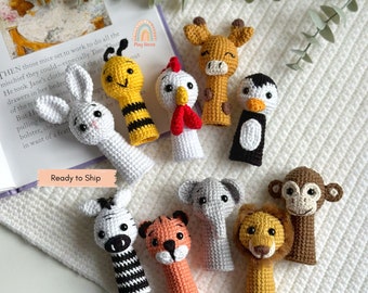 Crochet Finger Puppets, 5 Animals Hand Knitted Puppet, Perfect Storytelling for Kids, Perfect Christmas Gift for Kids