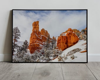Snowy Red Canyon, Digital Print, Utah National Parks, Desert Wall Decor, Instant Download