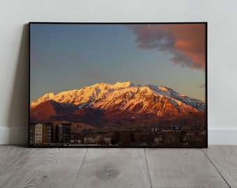 Mount Timpanogos Sunset, Utah Valley, Provo, Utah Wall Decor, Digital Print, Instant Download