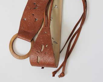 Vintage Genuine Leather + Fringe Western Style Belt 36"