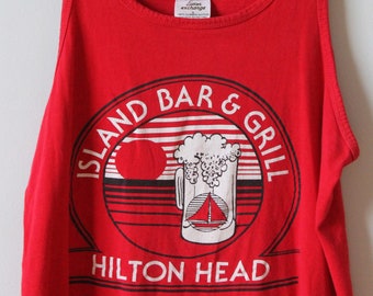 80s Vintage Island Bar & Grill Hilton Head South Carolina Tank L - Cotton Exchange