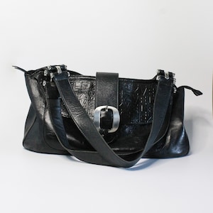 Velez Italy Y2K Genuine Leather Black Shoulder Hobo Bag image 1