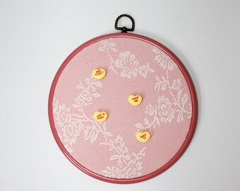 8" NSFW Conversation Hearts Hoop Art / Up-Cycled