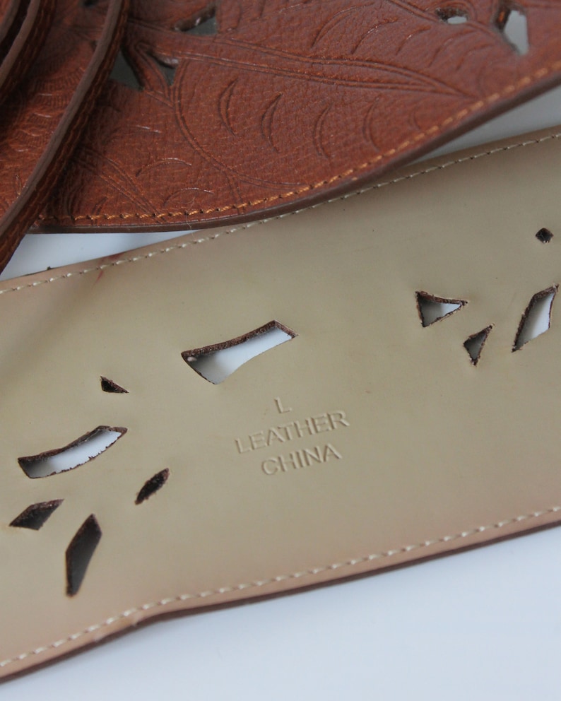 Vintage Genuine Leather Fringe Western Style Belt 36 image 3