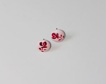 Handpainted y2k Pink Flower Earrings