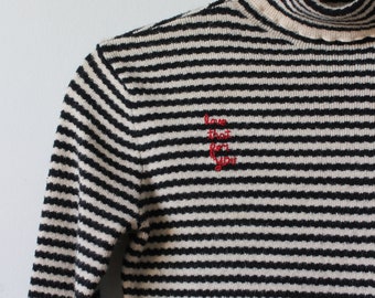 Hand Embroidered 'Love That For You' Wool Blend Turtleneck XS