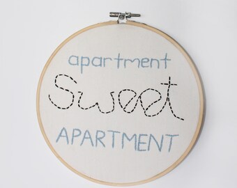 APARTMENT, SWEET APARTMENT 8" Embroidery Hoop / Up-cycled