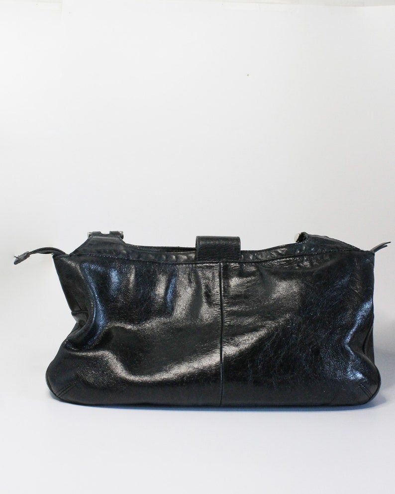 Velez Italy Y2K Genuine Leather Black Shoulder Hobo Bag image 2