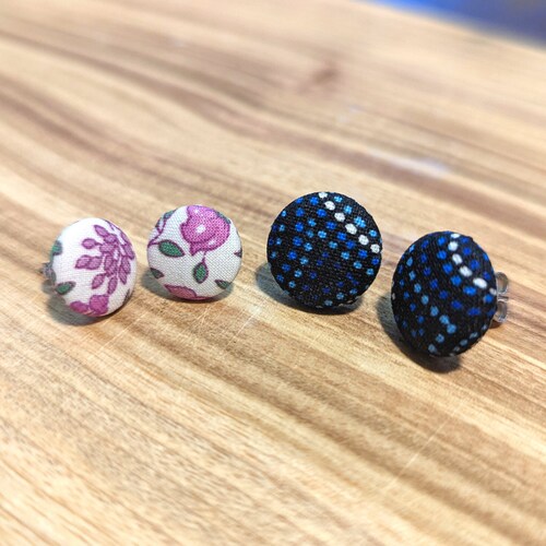Fabric Button Stud Earrings Fashion Earrings Casual Etsy