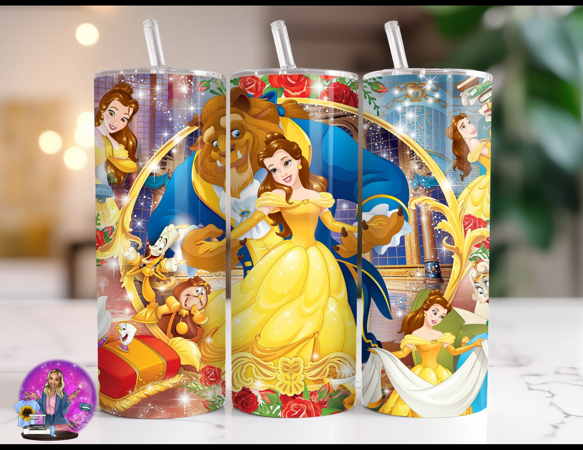 20 Oz Beauty and the Beast Tumbler Design 
