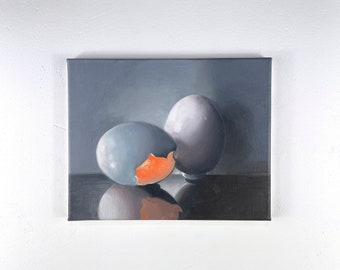 original oil painting on canvas, artwork, still life, &quot;Magic Eggs&quot;