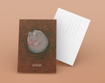 sleeping mouse, animal postcard
