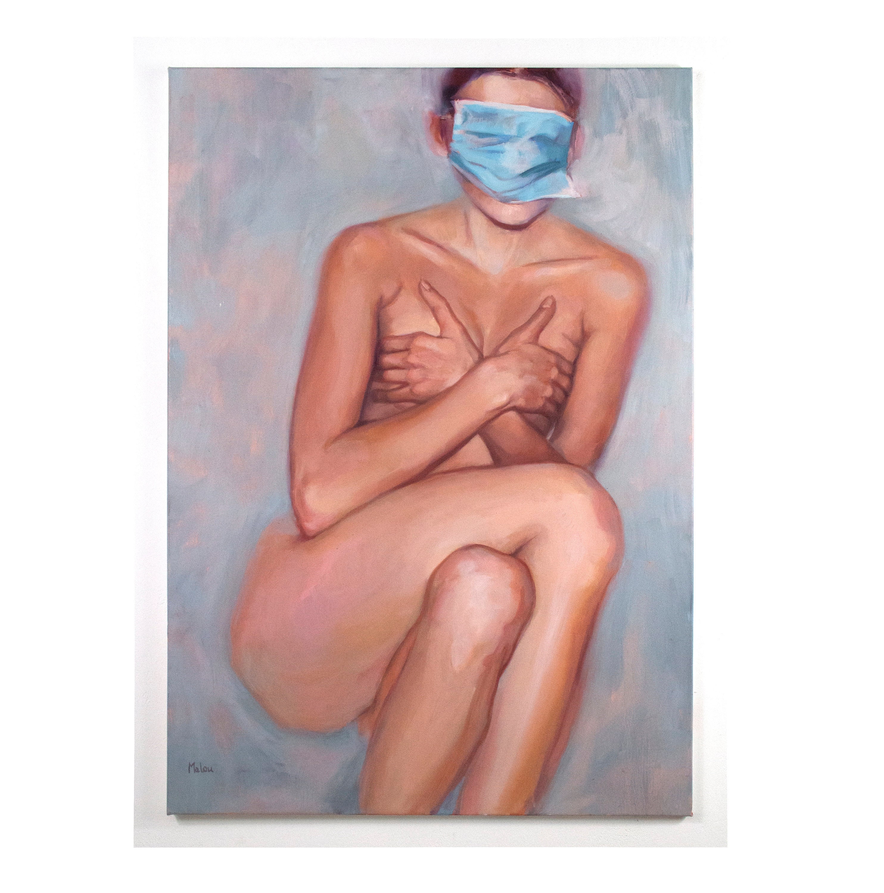 original oil painting, figurative art, Corona "Linda" 70cm x 100cm